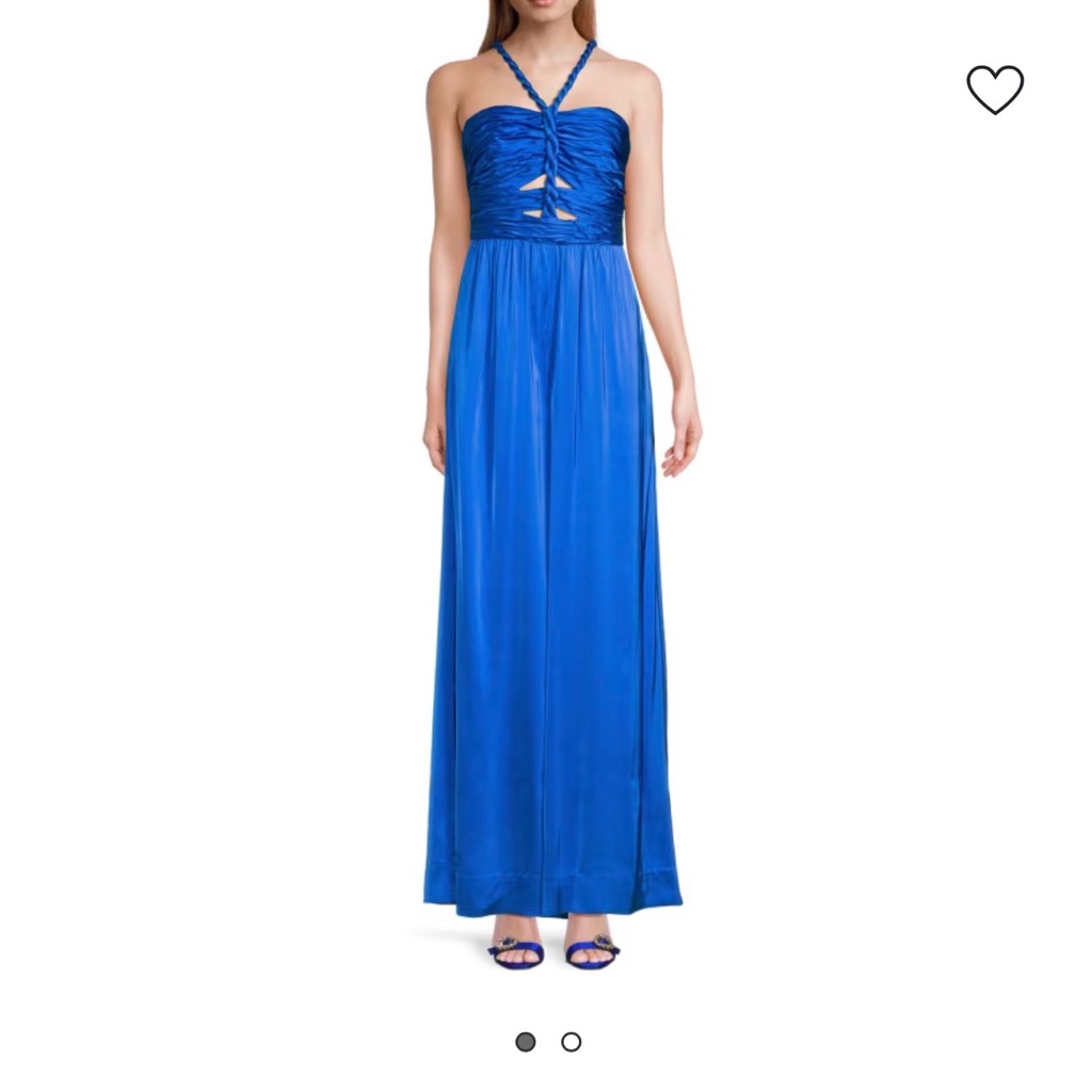 Amur Electric Blue Halter Jumpsuit With Twisted Bodice